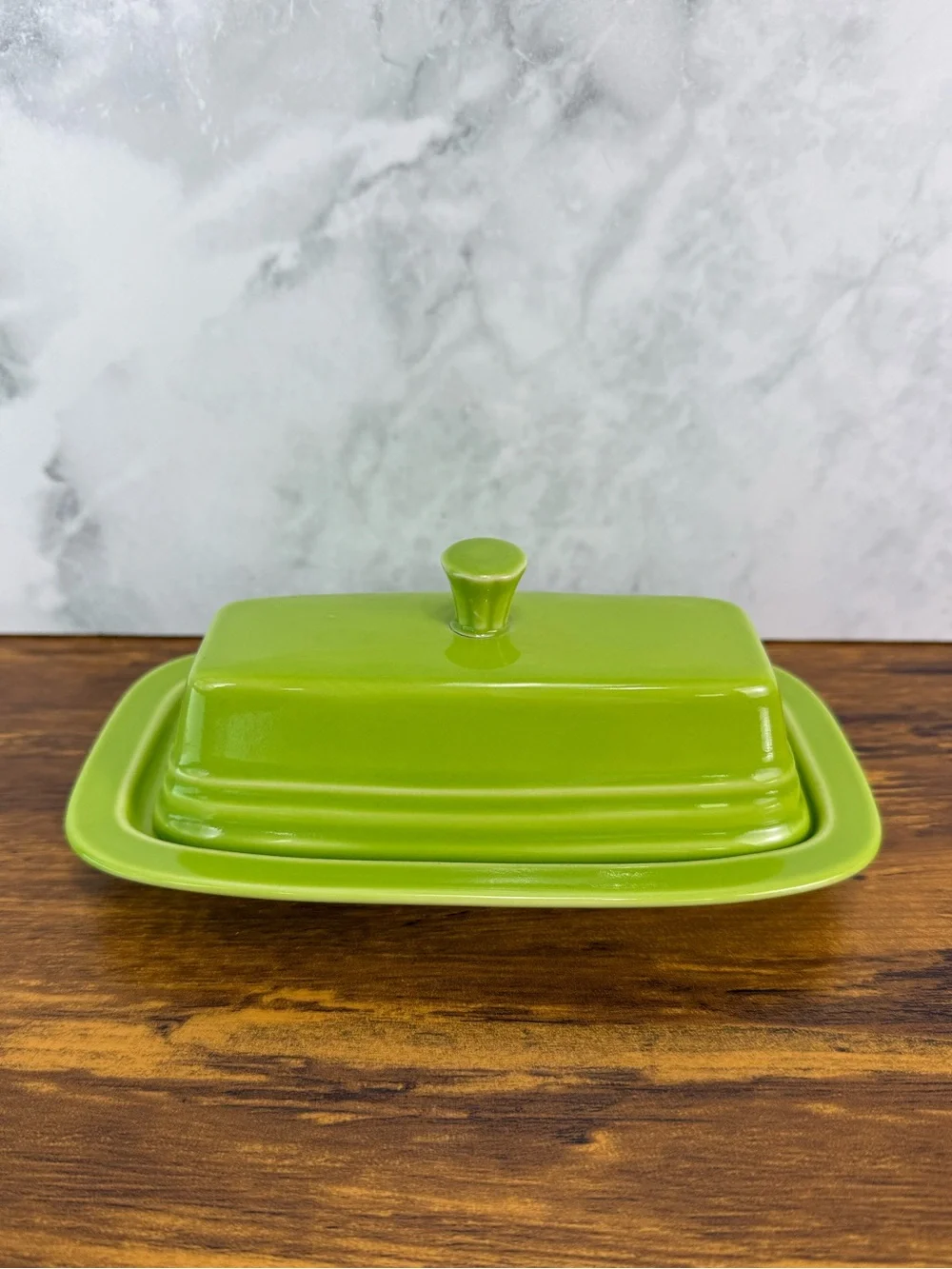 Fiesta Fiestaware Lemongrass Green Covered Butter Dish Tray Retired Color